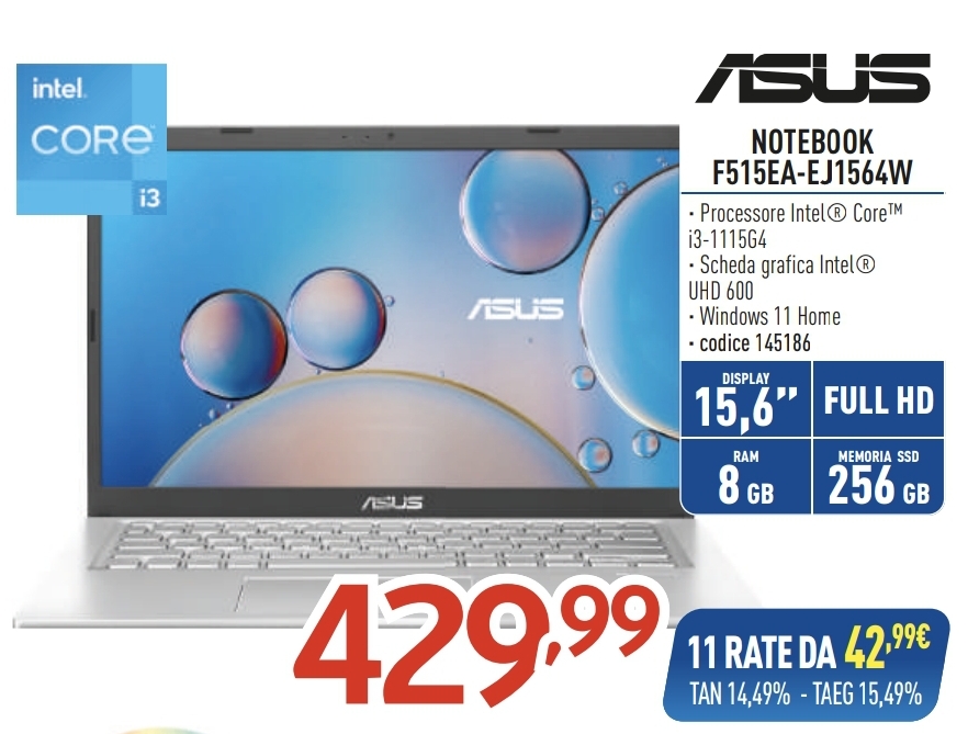 PC ASUS F515EA-EJ1564W 8GB/256GB I3