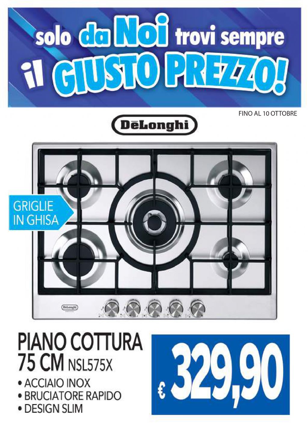 PIANO COTTURA DE LONGHI NSL575X