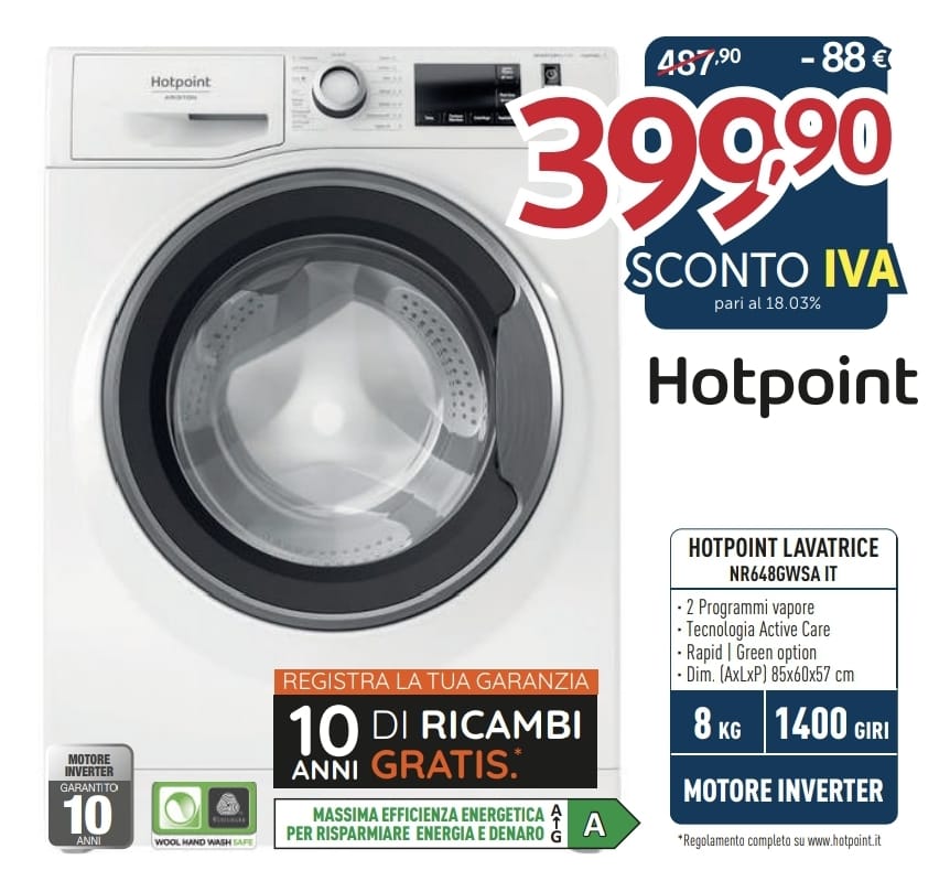 LAVATRICE HOTPOINT-ARISTON NR648GWSA IT 8KG (A)