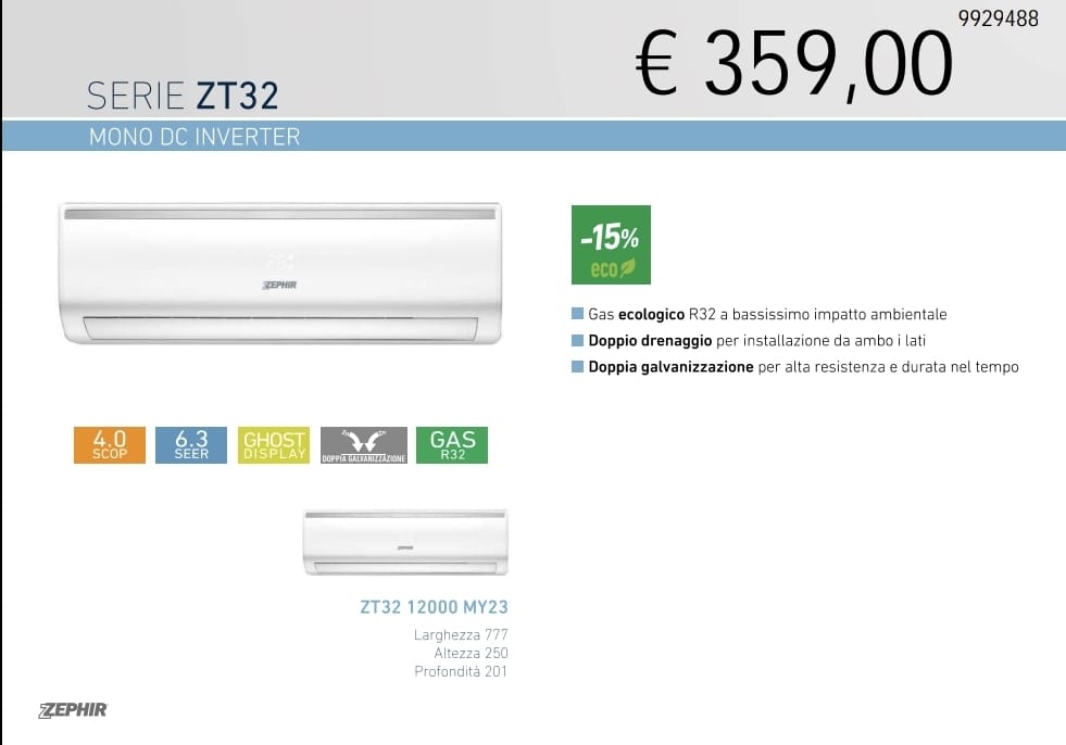 CLIMATIZZATORE ZEPHIR ZT32 12000 MY23 12000BTU