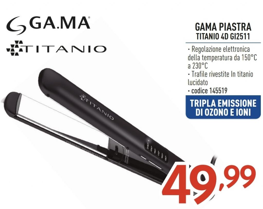 GAMA PIASTRA PER CAPELLI TITANIO 4D GI2511