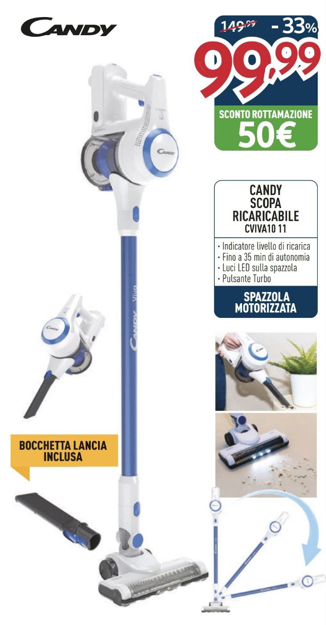 ASPIRAPOLVERE RICARICABILE CANDY CVIVA10 11