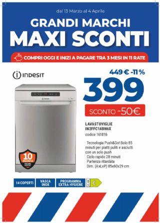 LAVASTOVIGLIE INDESIT IN2FFC14BN6X