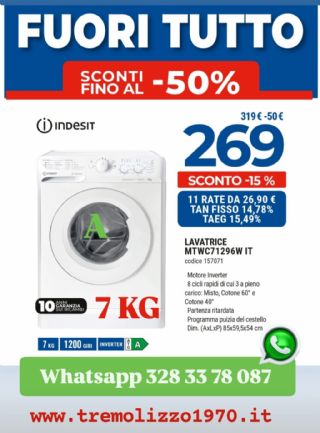 LAVATRICE 7KG INDESIT MTWC71296WIT