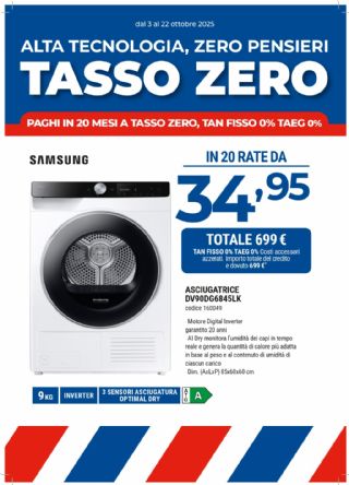 SAMSUNG ASCIUGATRICE DV90DG6845LK 9KG