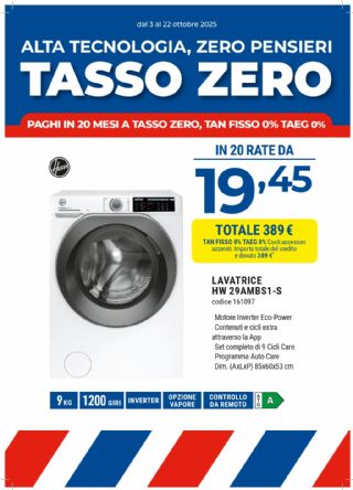 LAVATRICE HOOVER HW 29AMBS1-S 9KG