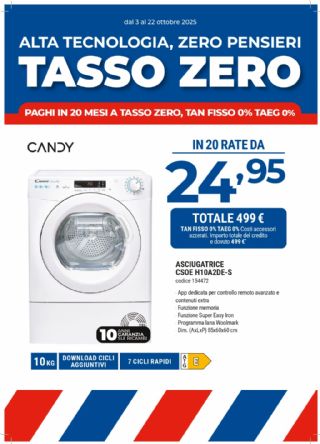 ASCIUGATRICE CANDY CSOE H10A2DE-S 10KG