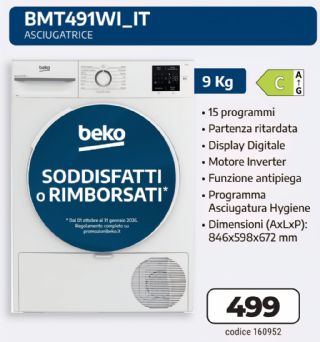 ASCIUGATRICE BEKO BMT491WI-IT