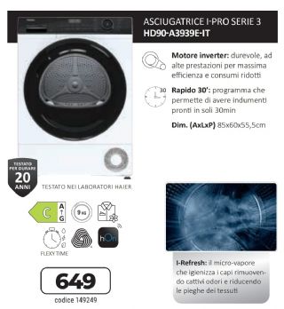 ASCIUGATRICE HAIER  HD90A3939E-IT
