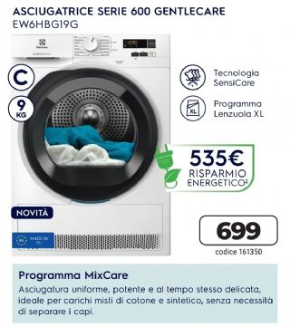 ASCIUGATRICE ELECTROLUX EW6HBG19G 9KG