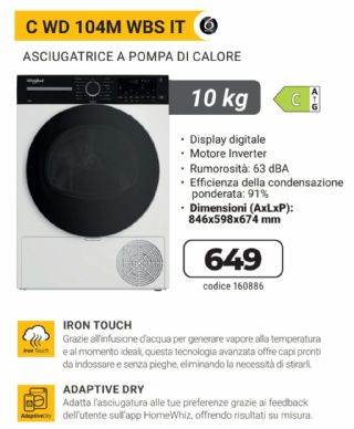 ASCIUGATRICE WHIRLPOOL CWD104MWBSIT