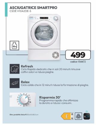 ASCIUGATRICE CANDY CSOE H10A2DE-S 10KG