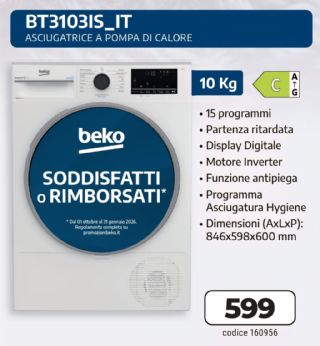 ASCIUGATRICE BEKO BT3103IS 10KG A+++