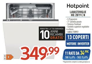 LAVASTOVIGLIE INCASSO HOTPOINT ARISTON HIE 2B19 C N 13 COP.