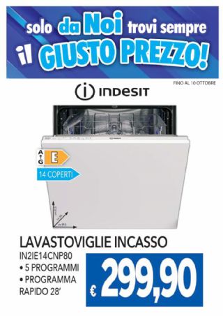 LAVASTOVIGLIE INCASSO INDESIT IN2IE14CNP80