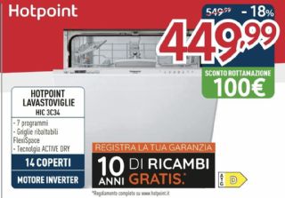 HOTPOINT-ARISTON HIC3C34 LAVASTOVIGLIE INCASSO 14 COPERTI